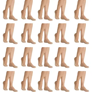 20x Sheer Relief For Active Legs Cushioned Footlet No Show Women Socks Skin Beige Bulk H33108