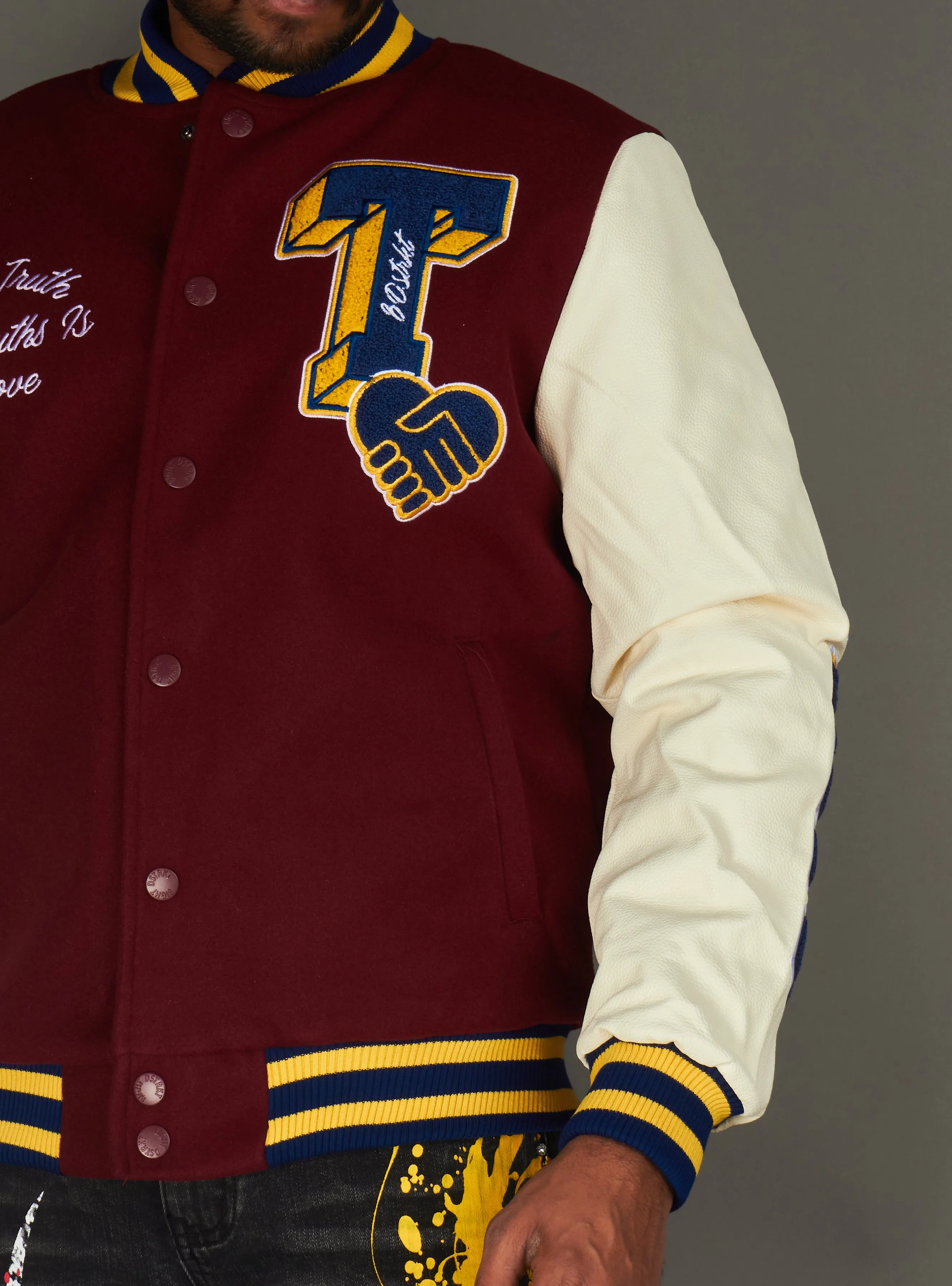 8IGTH DSTRKT Jacket - Varsity Always Speak Truth - Burgundy - DF540