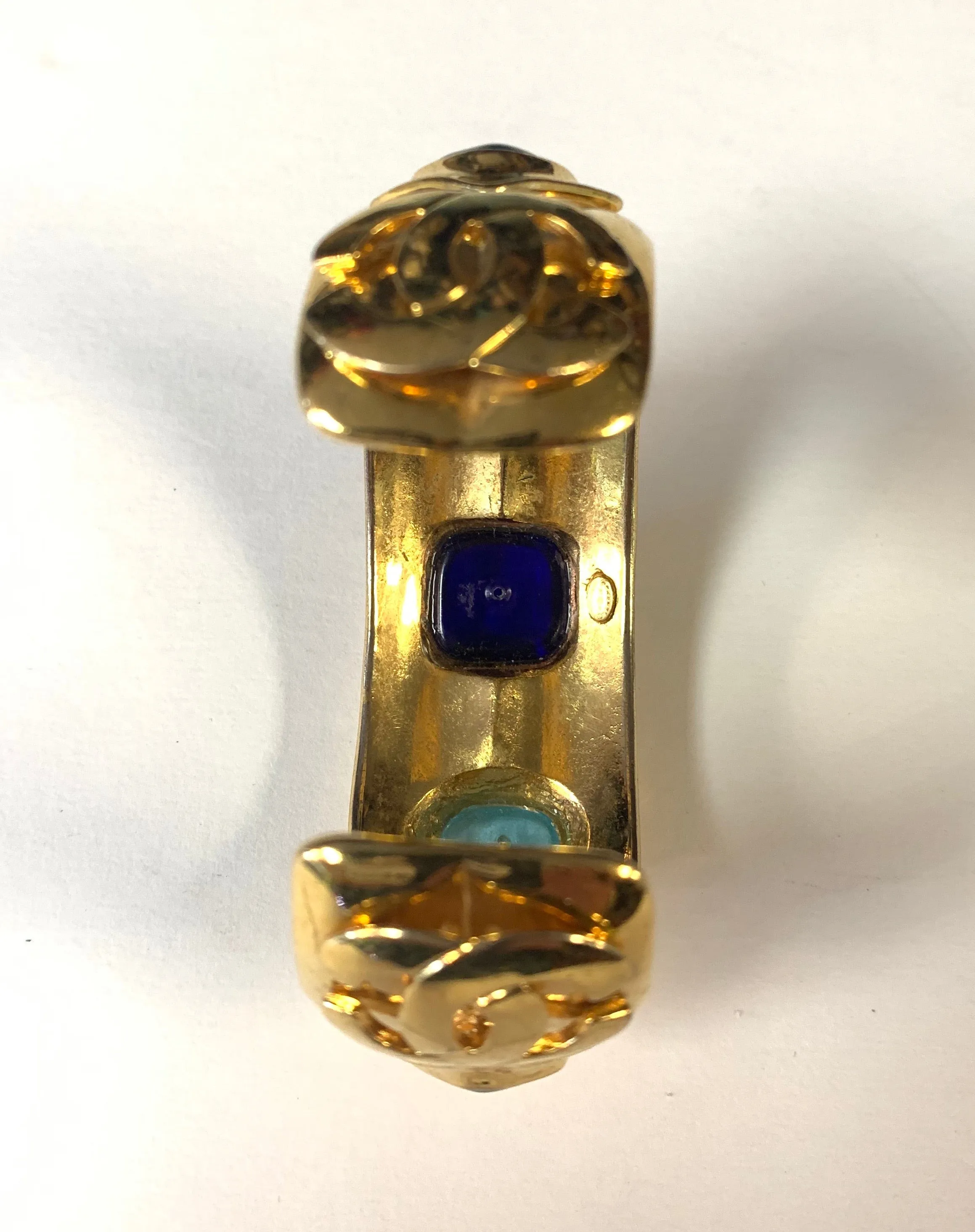 AUTHENTIC CHANEL VINTAGE GRIPOIX GOLDTONE BRACELET CUFF