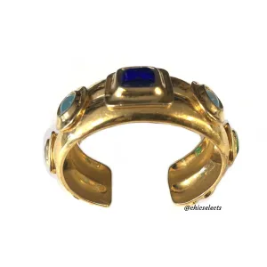 AUTHENTIC CHANEL VINTAGE GRIPOIX GOLDTONE BRACELET CUFF