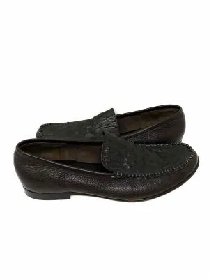 BALLY Ostritch Leather Men's Dark Brown Shoe Size 11 Loafers