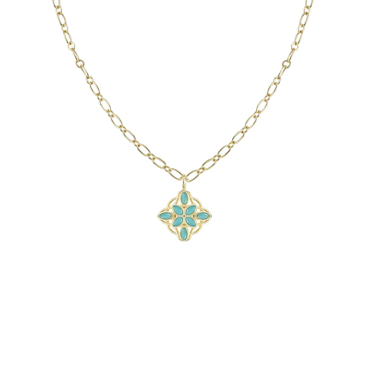 Bloom Drop Necklace, Aqua