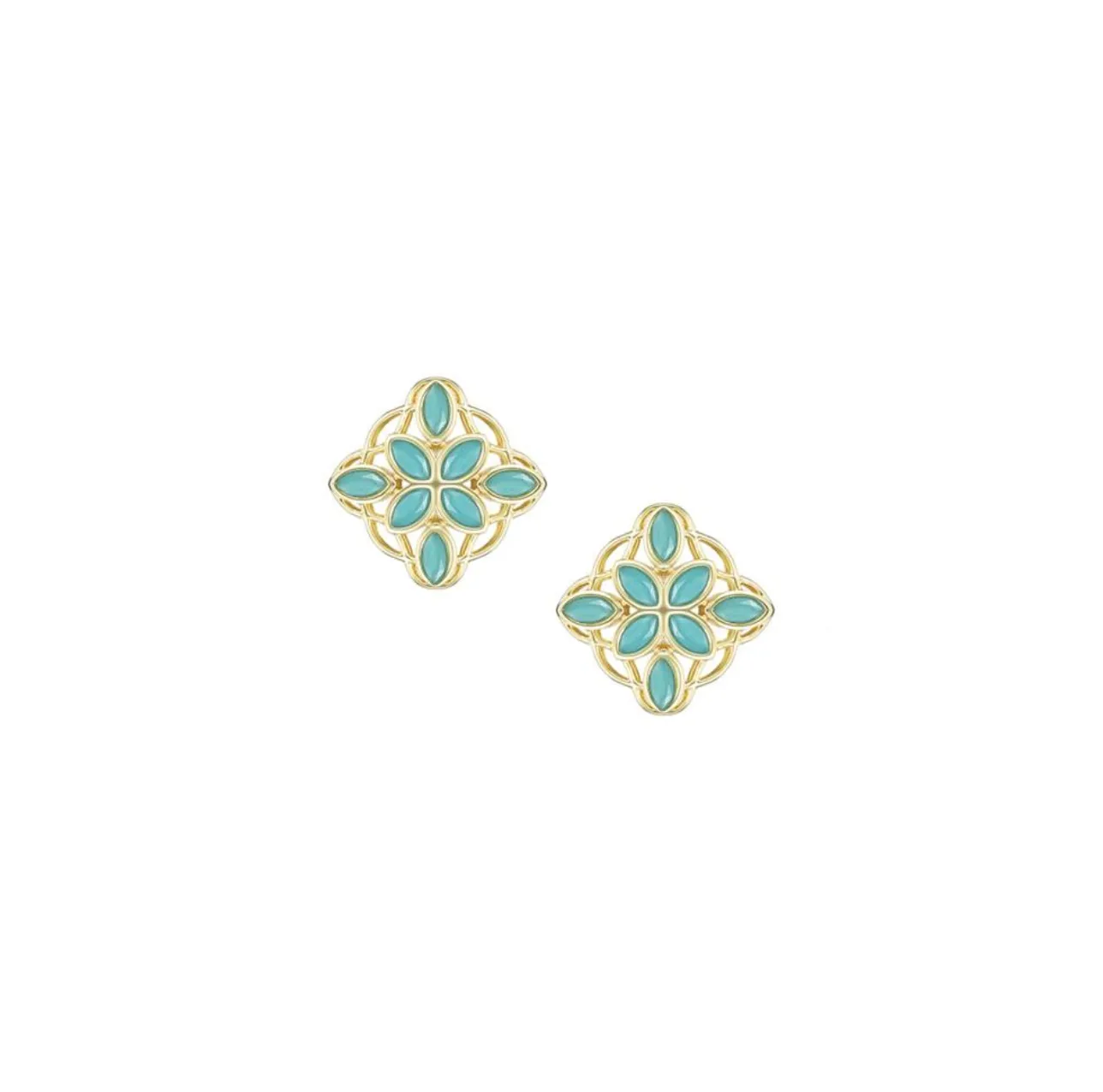 Bloom Stud Earrings, Aqua
