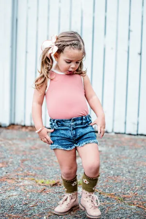 Blue Acid Wash Cutoff Denim Shorts