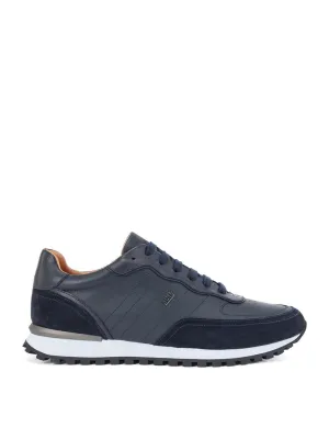 BOSS Hybrid Leather and Suede trainers Blue
