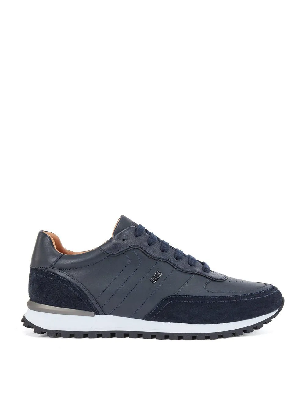 BOSS Hybrid Leather and Suede trainers Blue