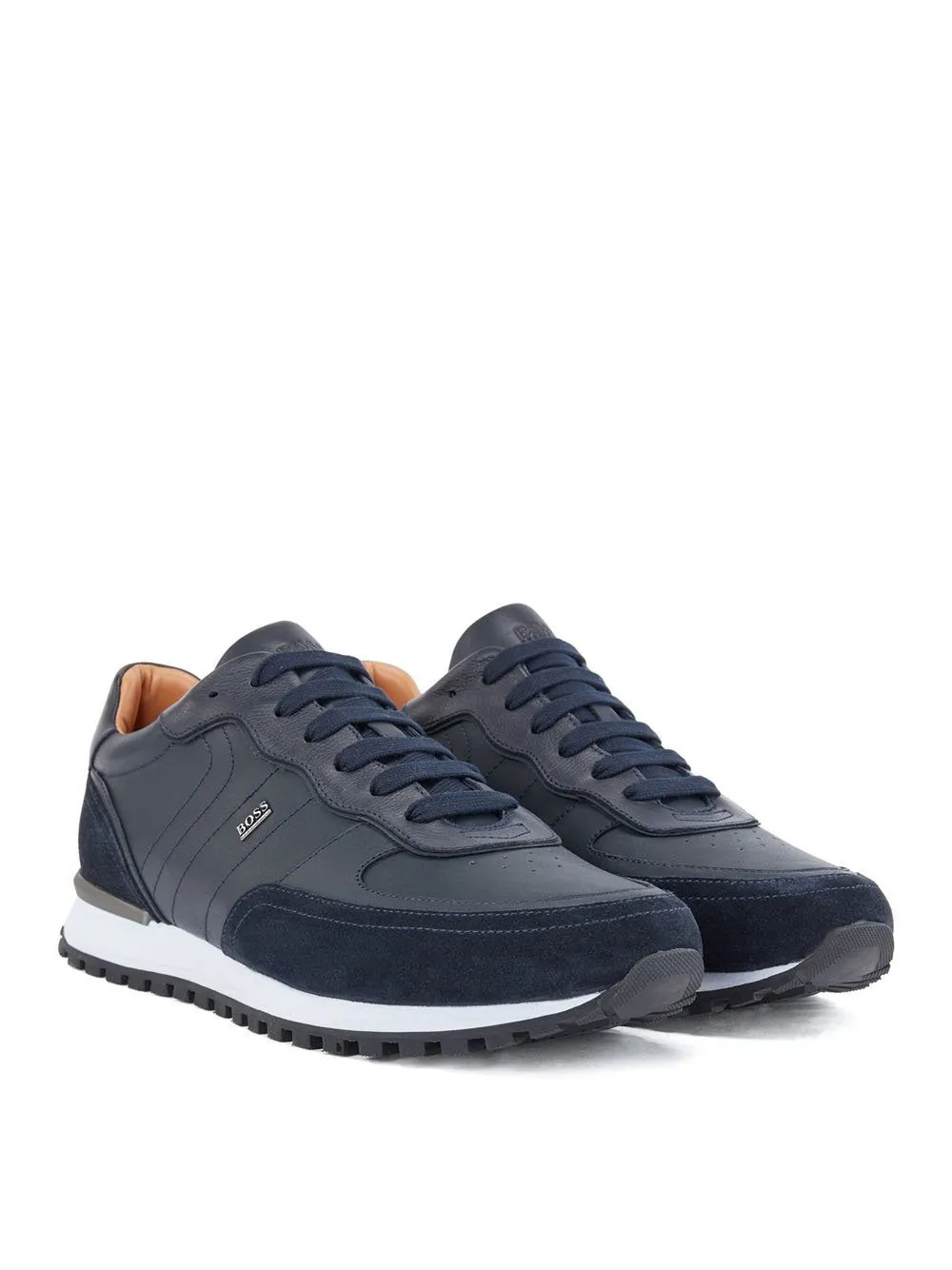 BOSS Hybrid Leather and Suede trainers Blue