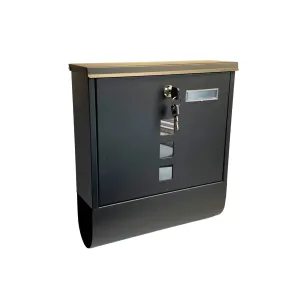 Buckingham Wall Mounted Large Steel Lockable Mail Box Post Letter Box Newspaper Slot Premium , Black