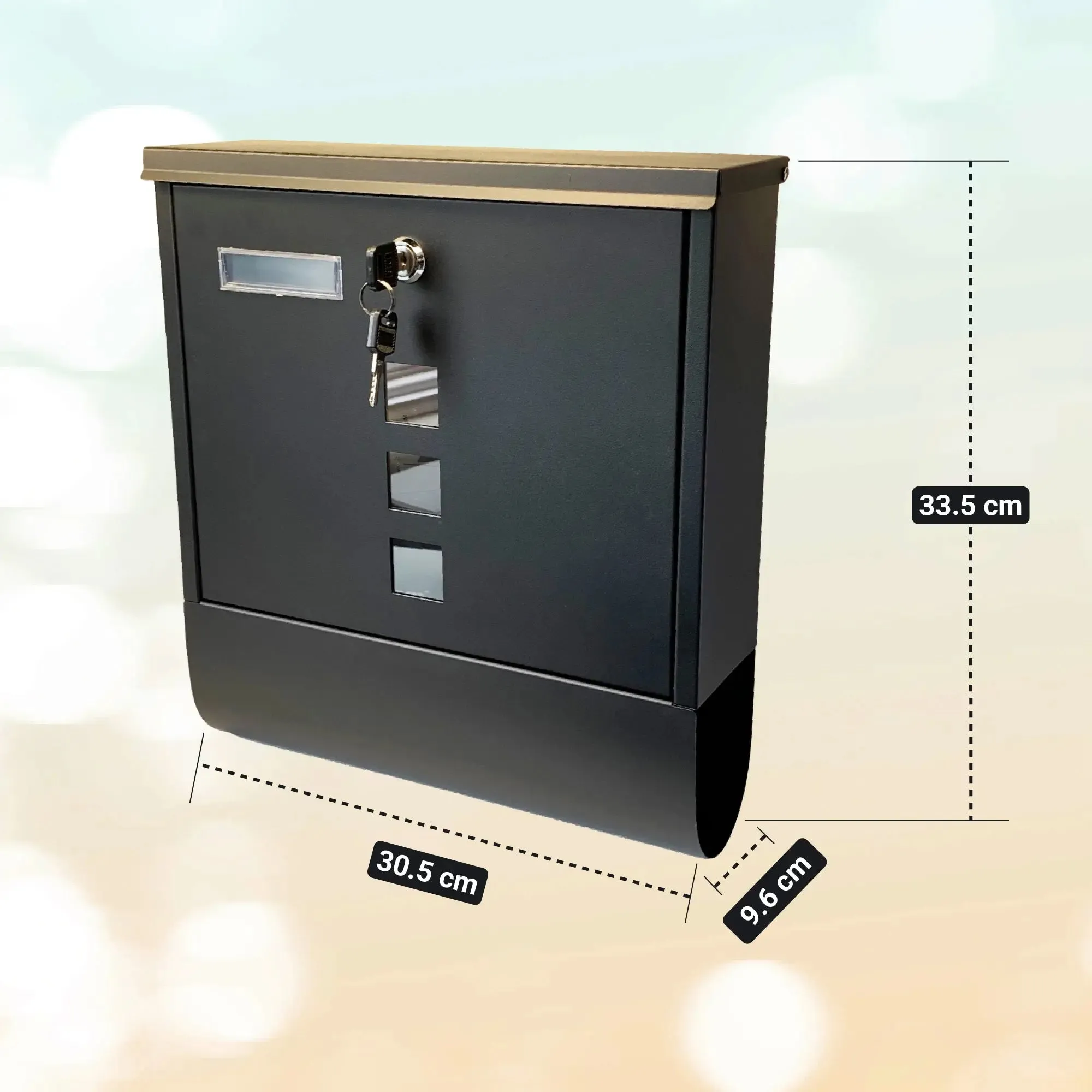 Buckingham Wall Mounted Large Steel Lockable Mail Box Post Letter Box Newspaper Slot Premium , Black