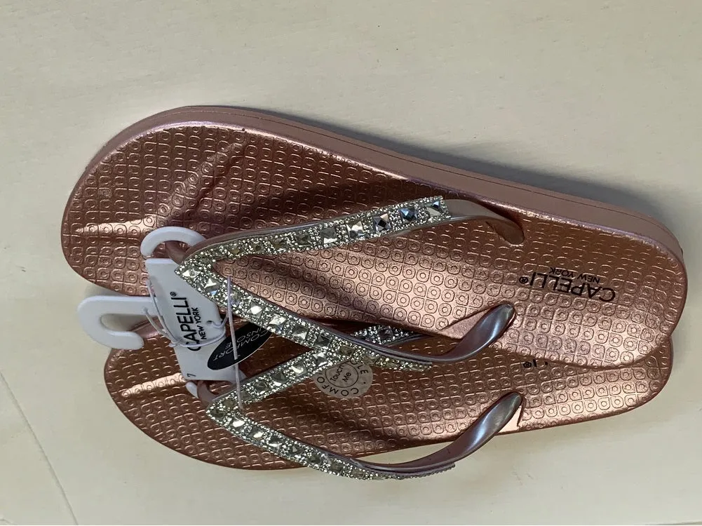 Capelli New York Women's Rhinestone Flip Flops 7M US