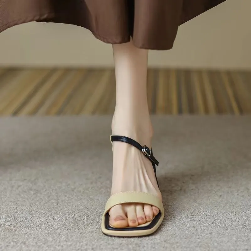 Chunky Heel Ankle-Strap Toe Sandals for Women – Stylish & Comfortable