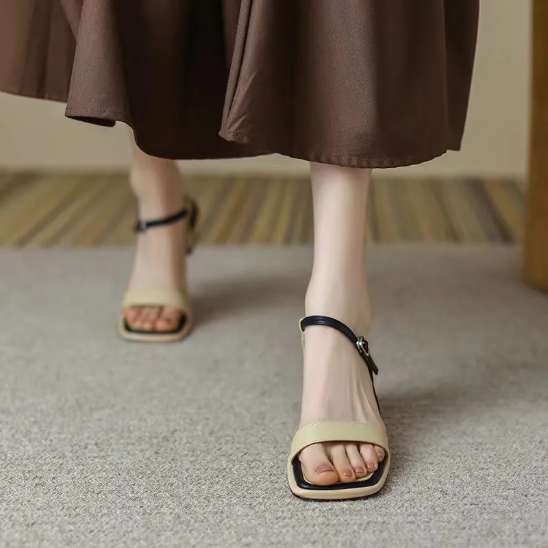 Chunky Heel Ankle-Strap Toe Sandals for Women – Stylish & Comfortable