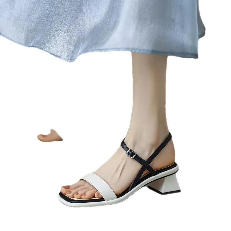 Chunky Heel Ankle-Strap Toe Sandals for Women – Stylish & Comfortable