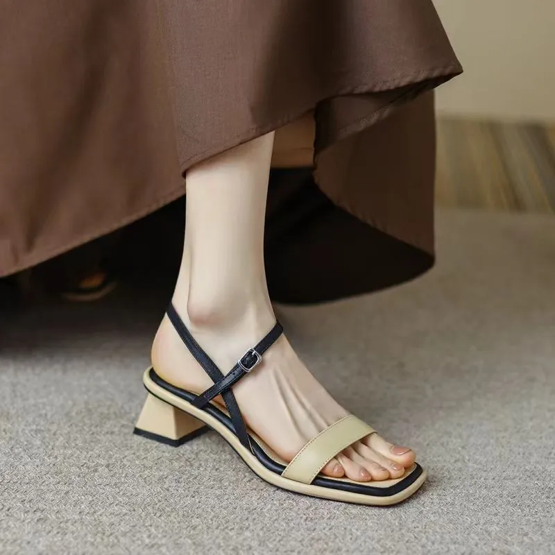 Chunky Heel Ankle-Strap Toe Sandals for Women – Stylish & Comfortable