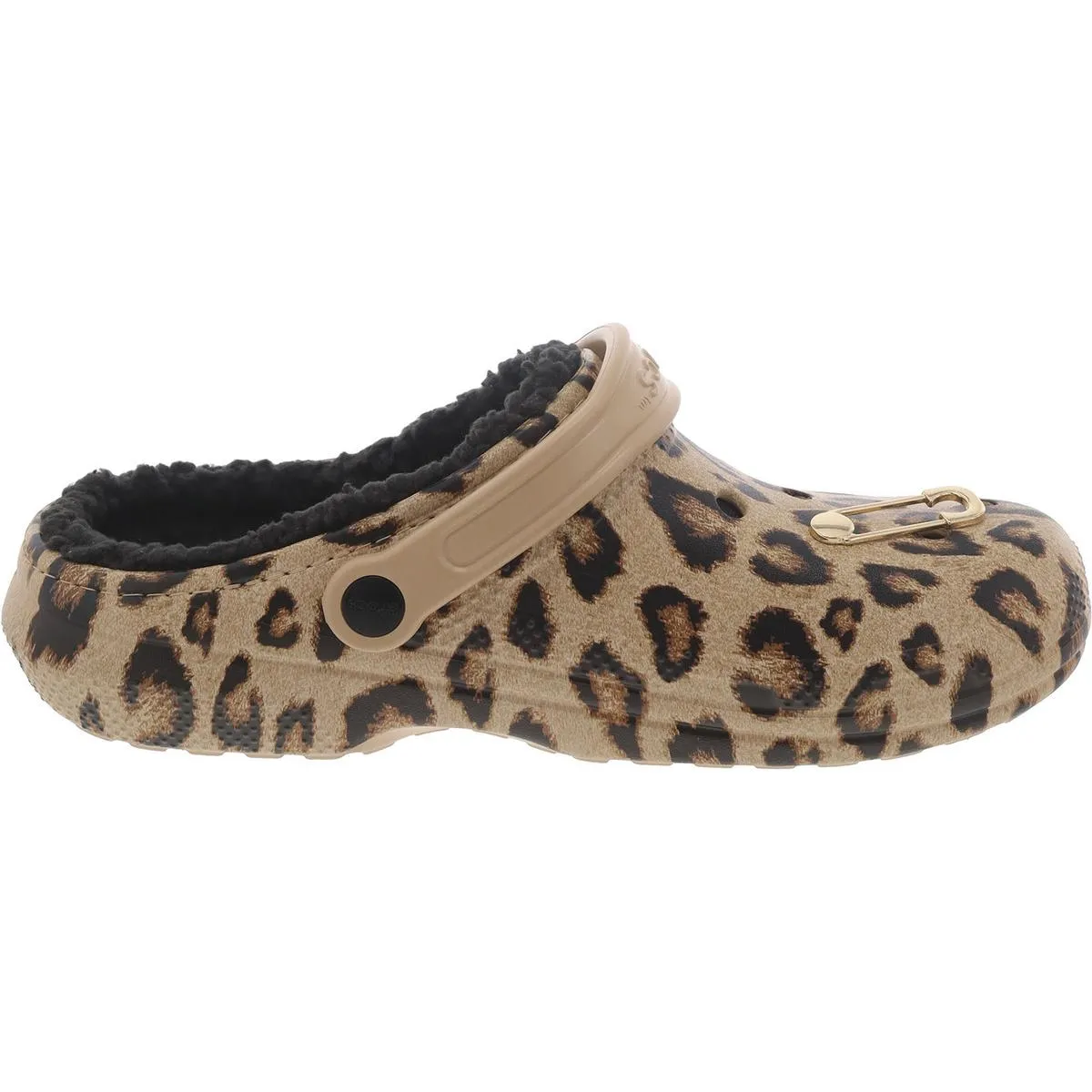 Crocs Womens Classic Lined Clueless  Faux Fur Lined Animal Print Clogs