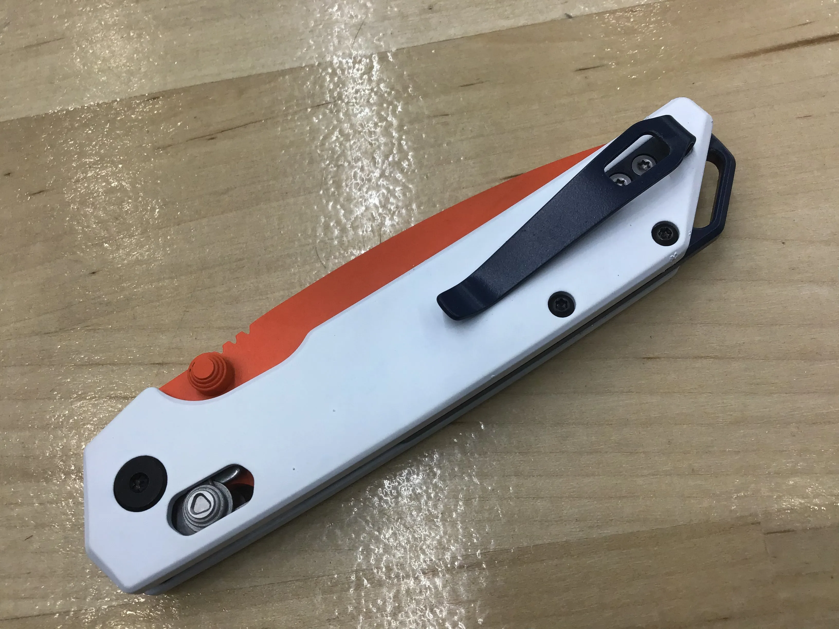 Custom Kershaw Iridium Astros 1960’s Theme D2 Blade Orange Cerakote White Cerakoted Aluminum Handle