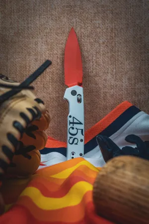 Custom Kershaw Iridium Astros 1960’s Theme D2 Blade Orange Cerakote White Cerakoted Aluminum Handle