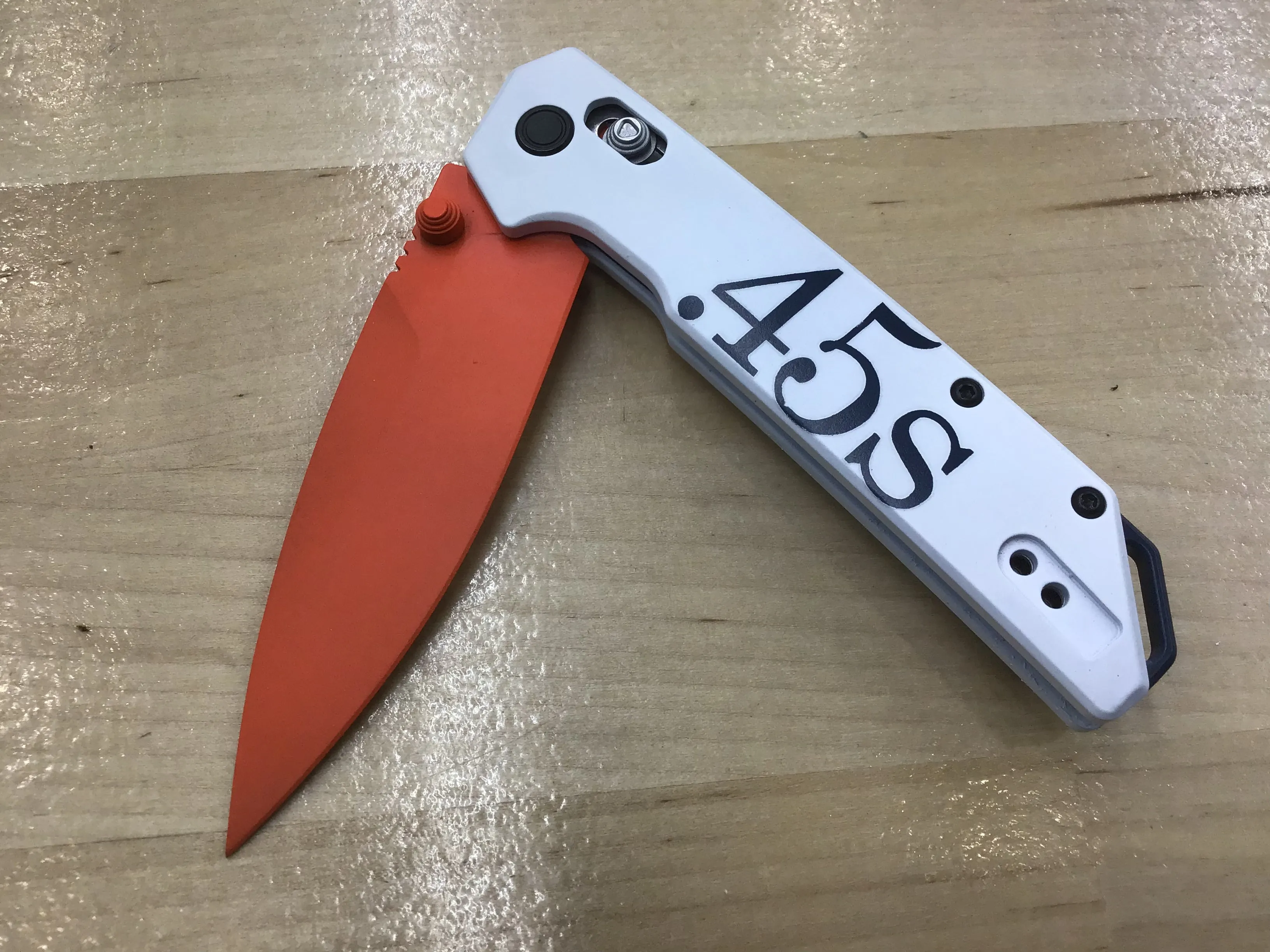Custom Kershaw Iridium Astros 1960’s Theme D2 Blade Orange Cerakote White Cerakoted Aluminum Handle