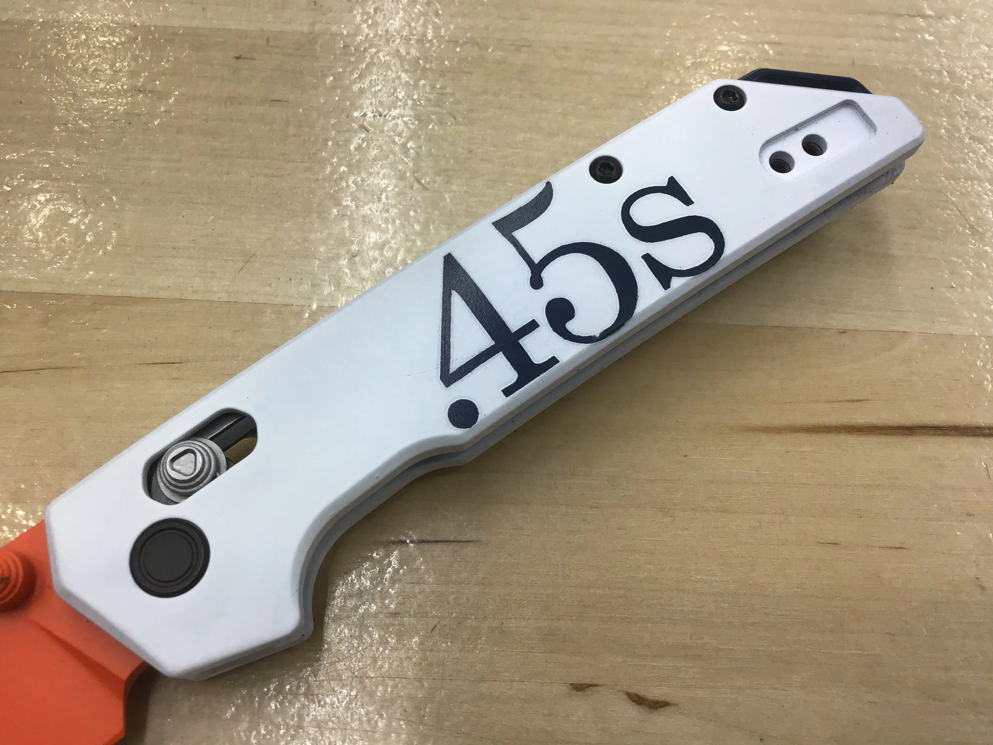 Custom Kershaw Iridium Astros 1960’s Theme D2 Blade Orange Cerakote White Cerakoted Aluminum Handle