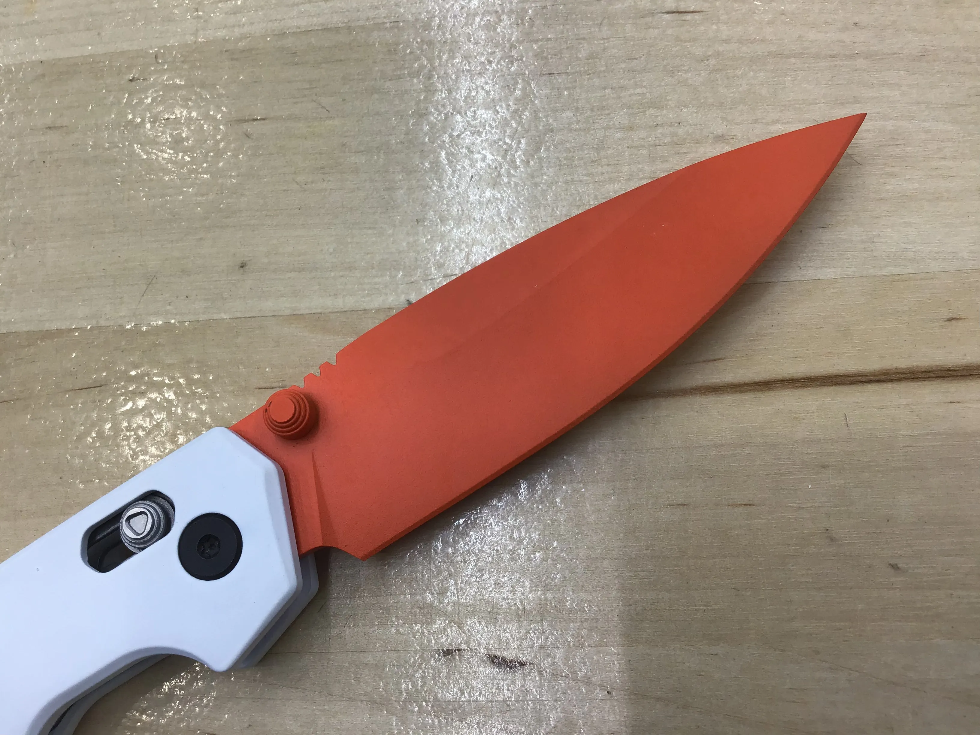 Custom Kershaw Iridium Astros 1960’s Theme D2 Blade Orange Cerakote White Cerakoted Aluminum Handle