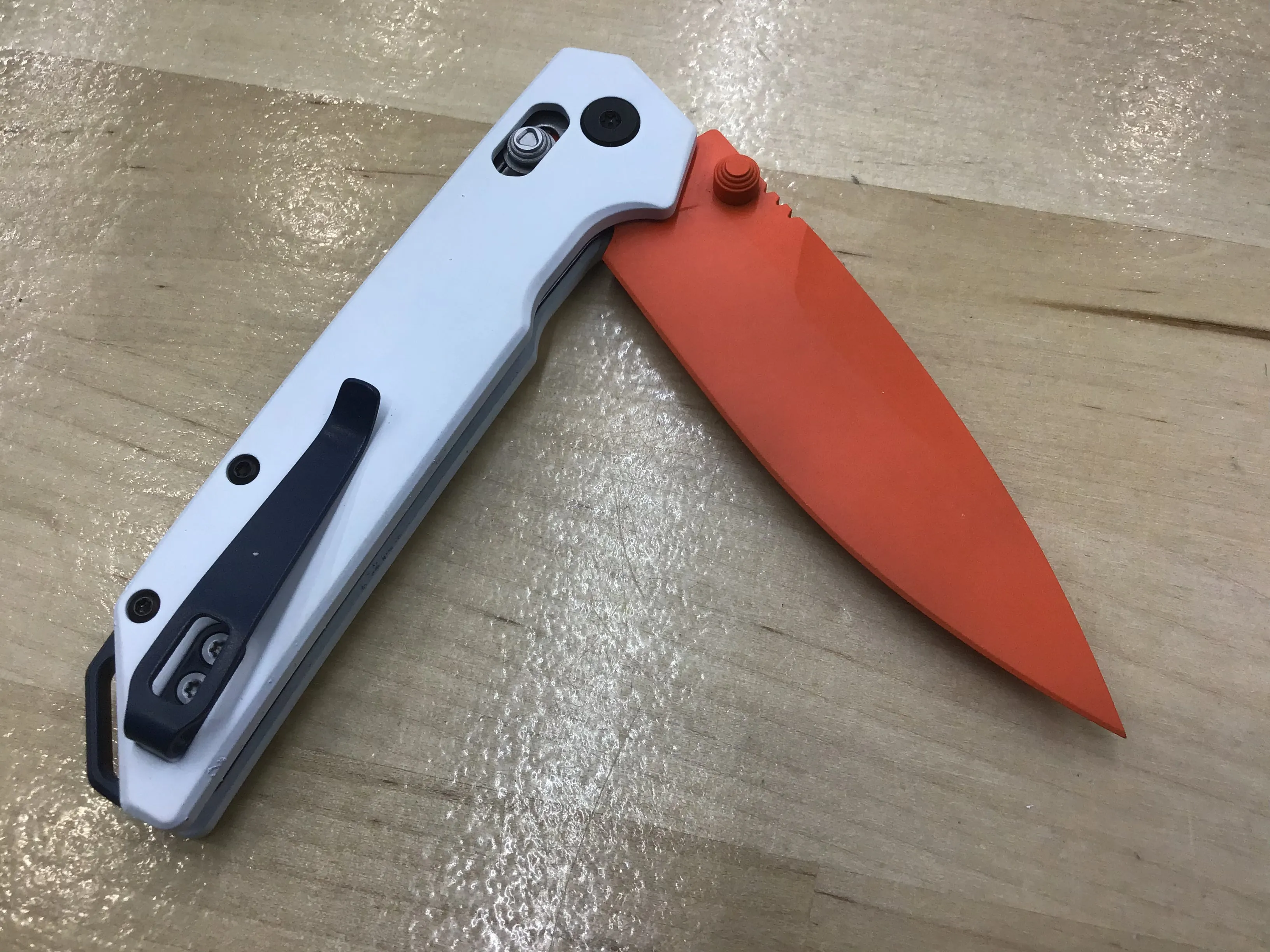 Custom Kershaw Iridium Astros 1960’s Theme D2 Blade Orange Cerakote White Cerakoted Aluminum Handle