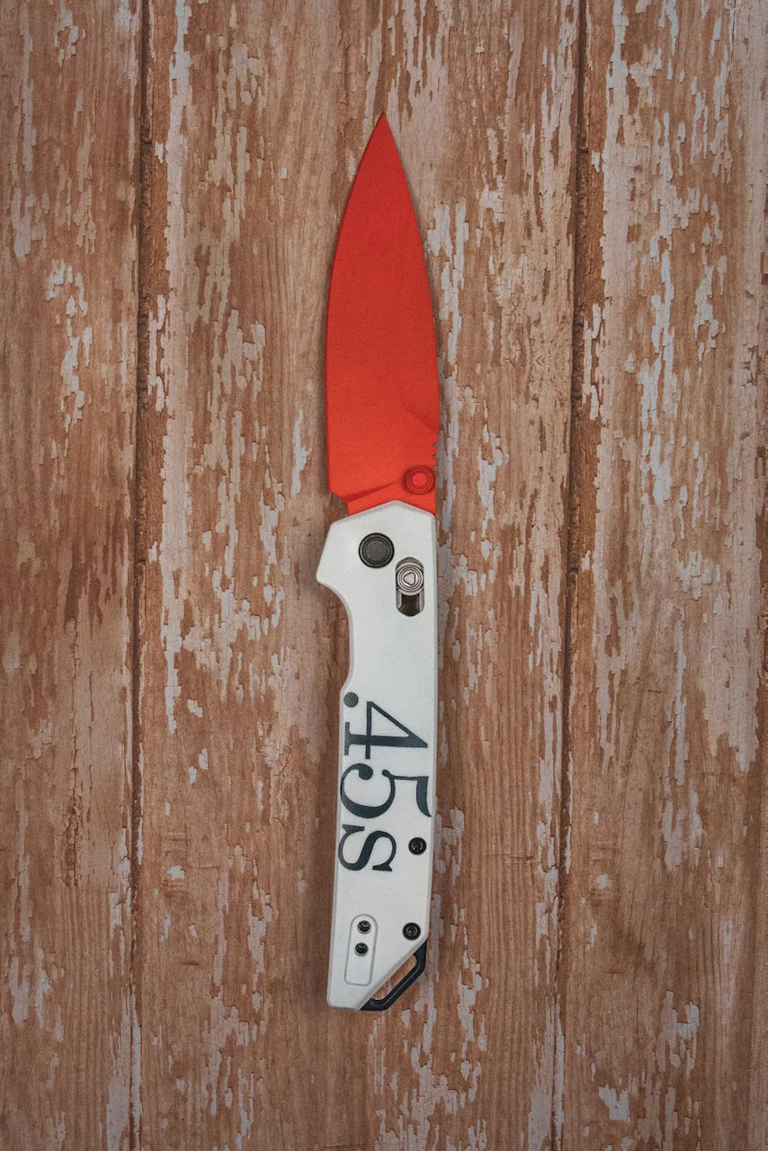 Custom Kershaw Iridium Astros 1960’s Theme D2 Blade Orange Cerakote White Cerakoted Aluminum Handle