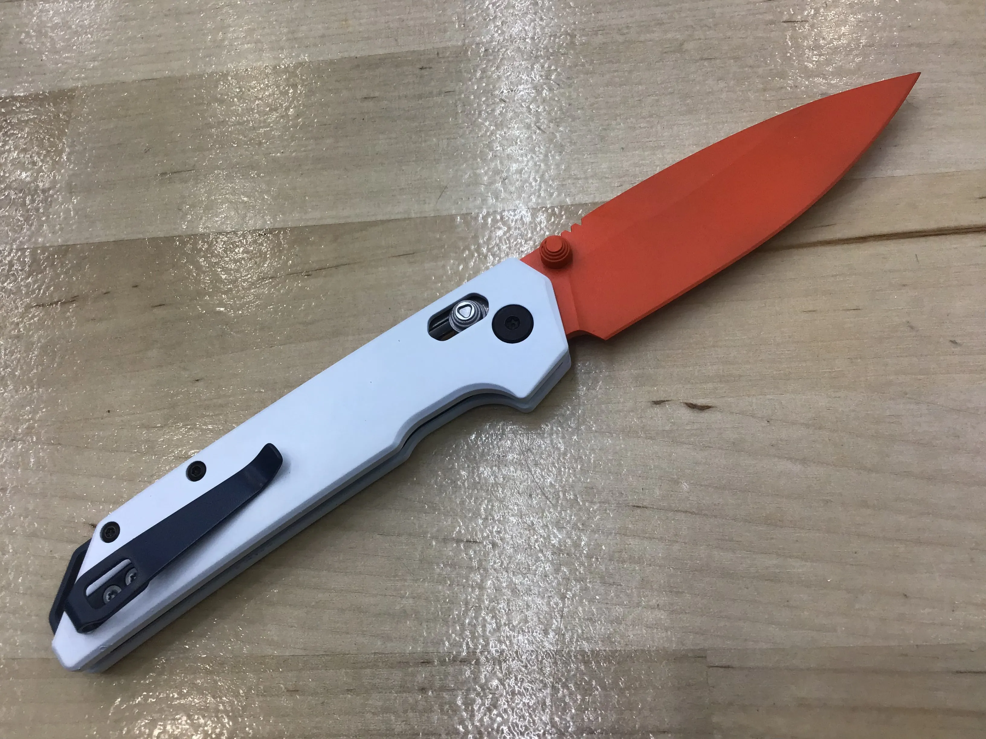 Custom Kershaw Iridium Astros 1960’s Theme D2 Blade Orange Cerakote White Cerakoted Aluminum Handle