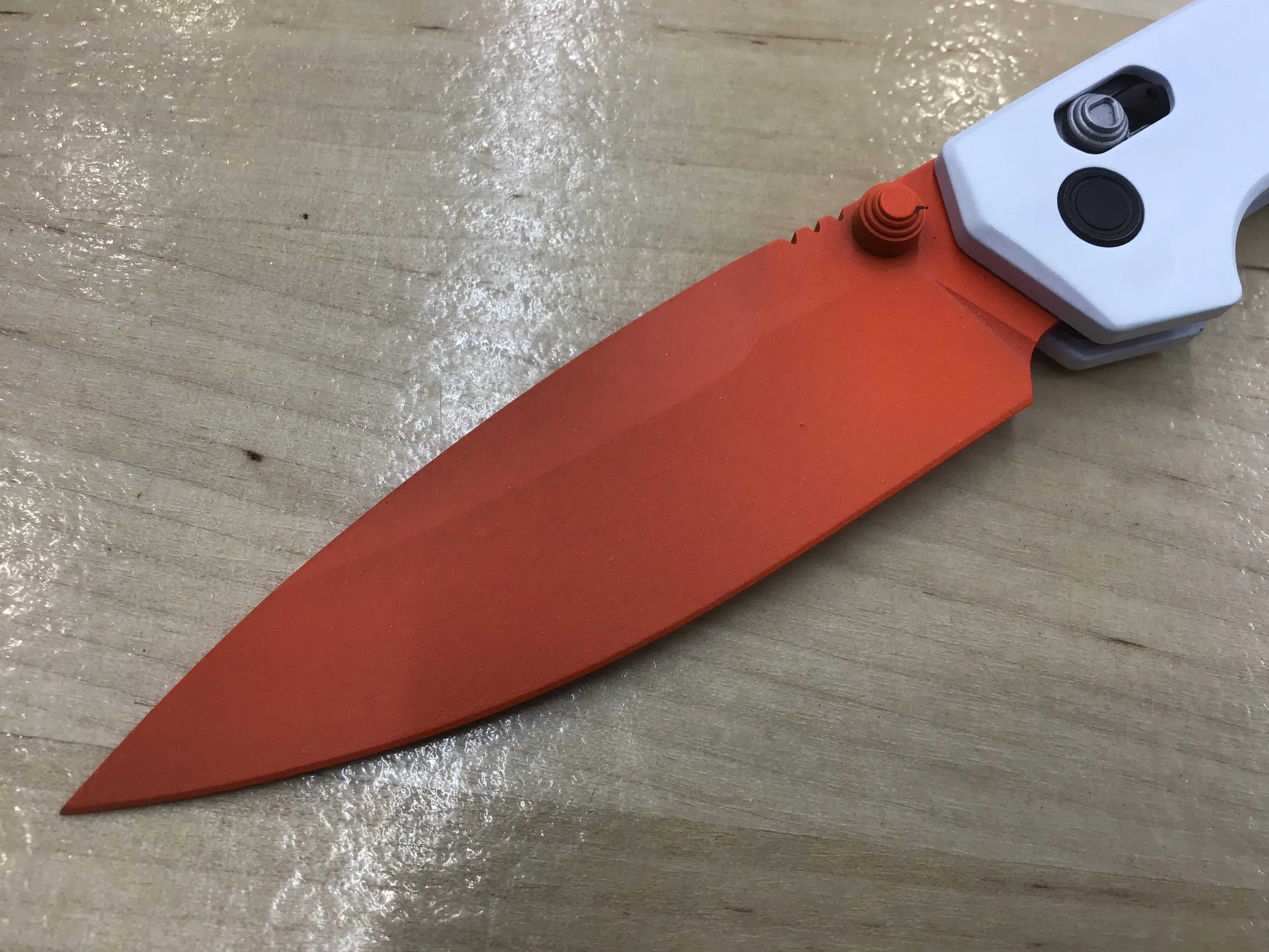 Custom Kershaw Iridium Astros 1960’s Theme D2 Blade Orange Cerakote White Cerakoted Aluminum Handle