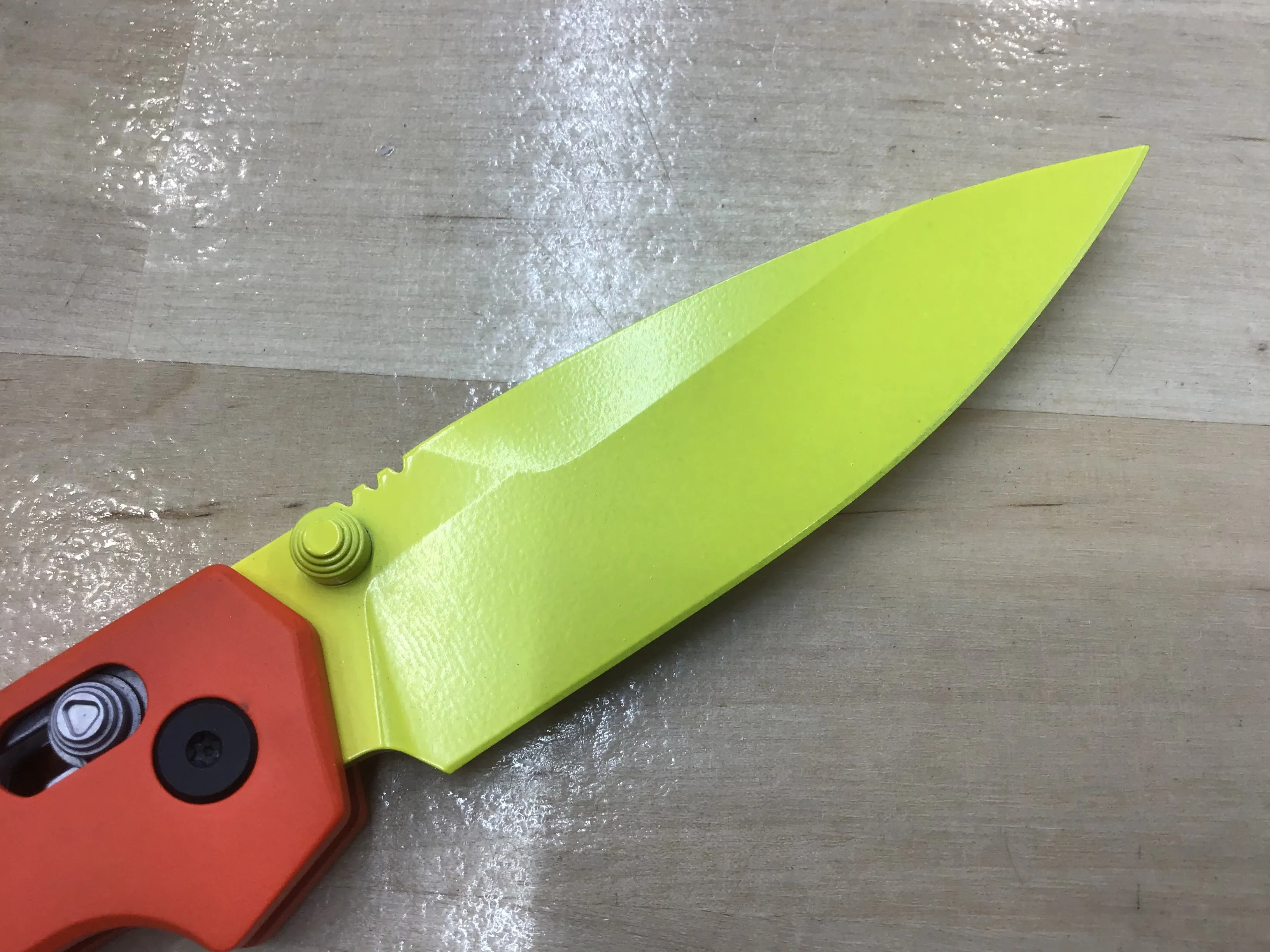 Custom Kershaw Iridium Astros 1970’s Theme D2 Blade Yellow Cerakote Orange Cerakoted Aluminum Handle