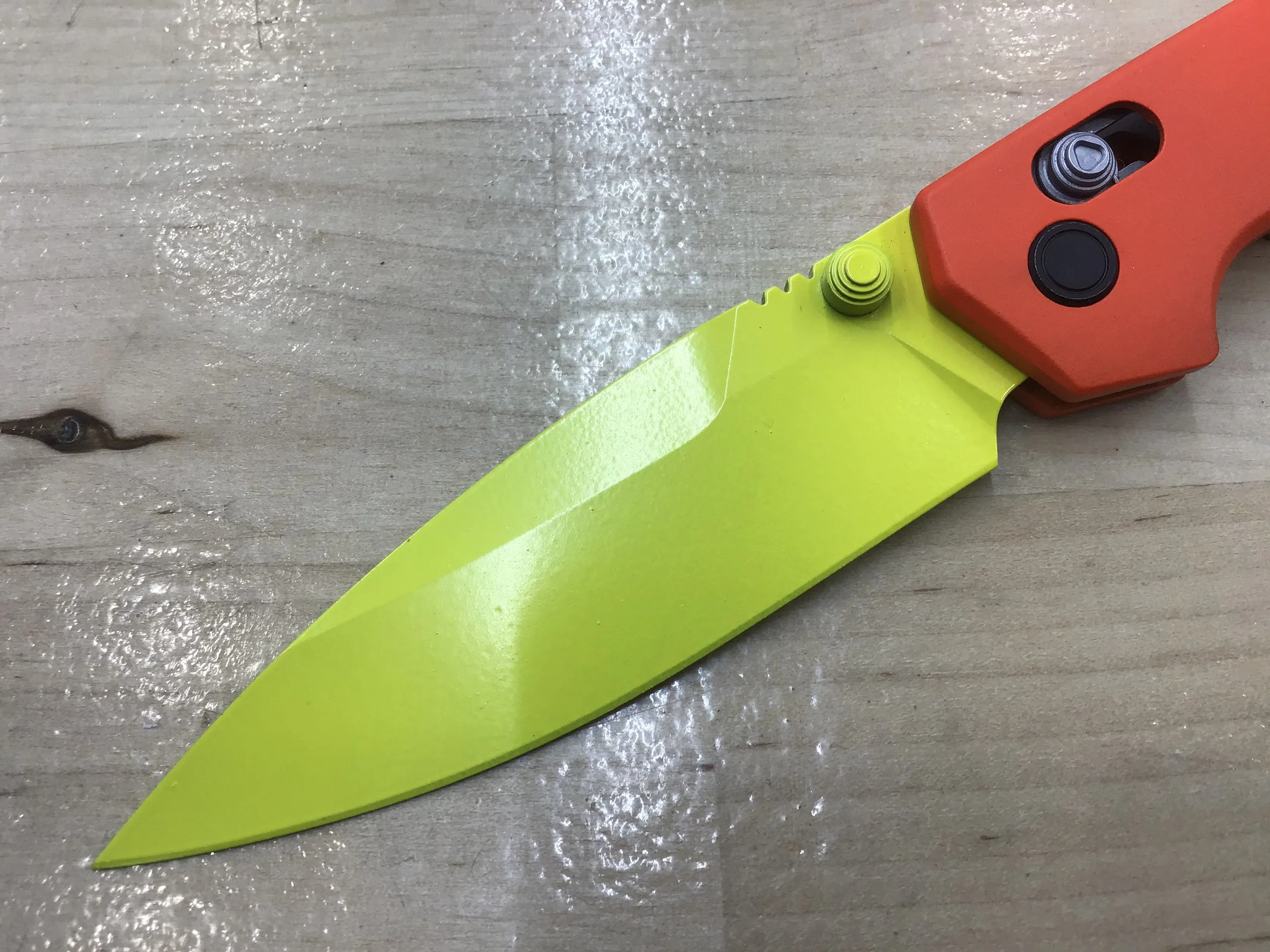 Custom Kershaw Iridium Astros 1970’s Theme D2 Blade Yellow Cerakote Orange Cerakoted Aluminum Handle