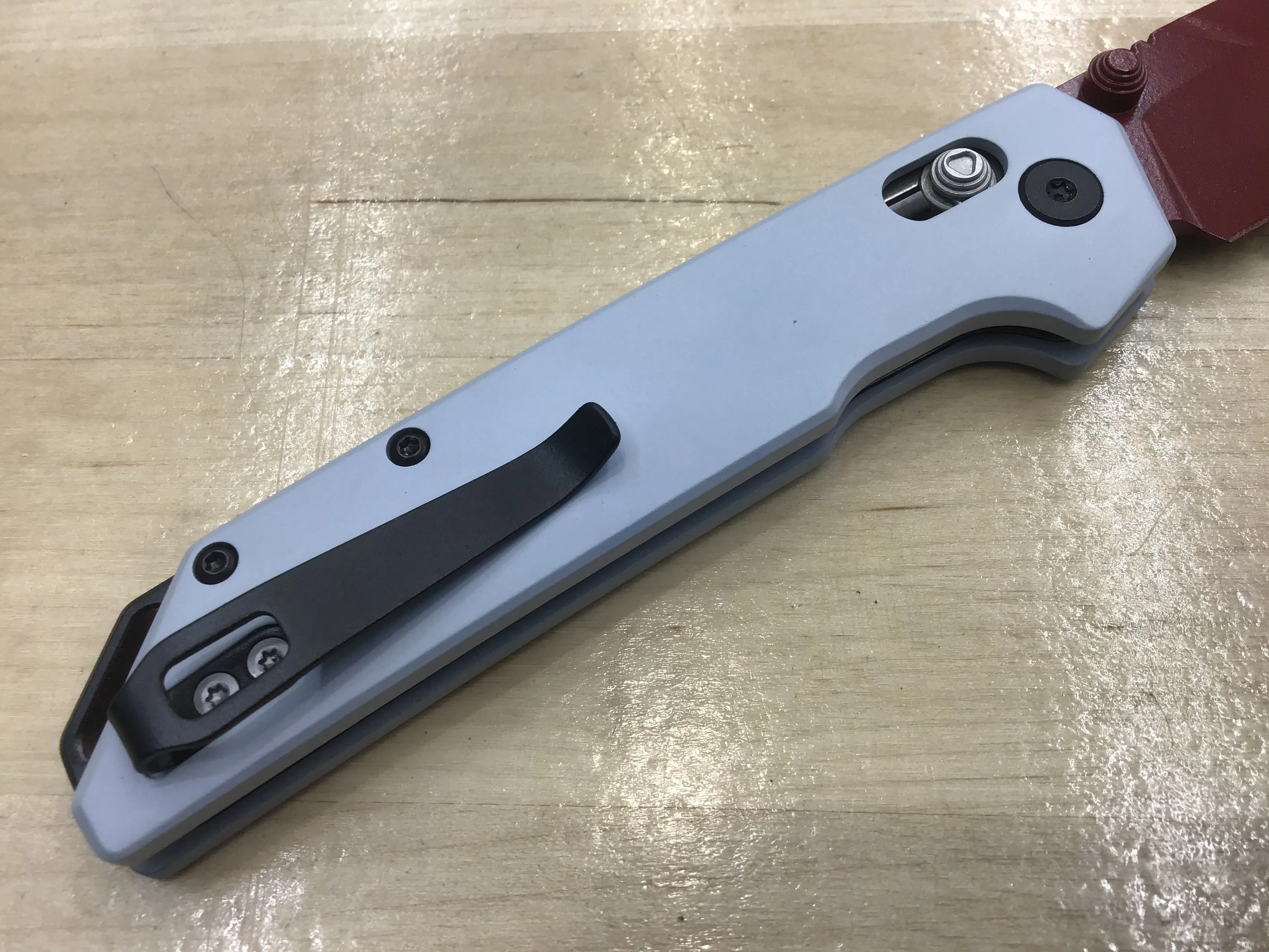 Custom Kershaw Iridium Astros 2000’s Theme D2 Blade Burgundy Cerakote Grey Cerakoted Aluminum