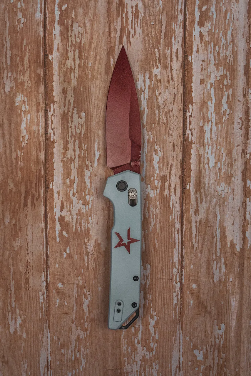 Custom Kershaw Iridium Astros 2000’s Theme D2 Blade Burgundy Cerakote Grey Cerakoted Aluminum