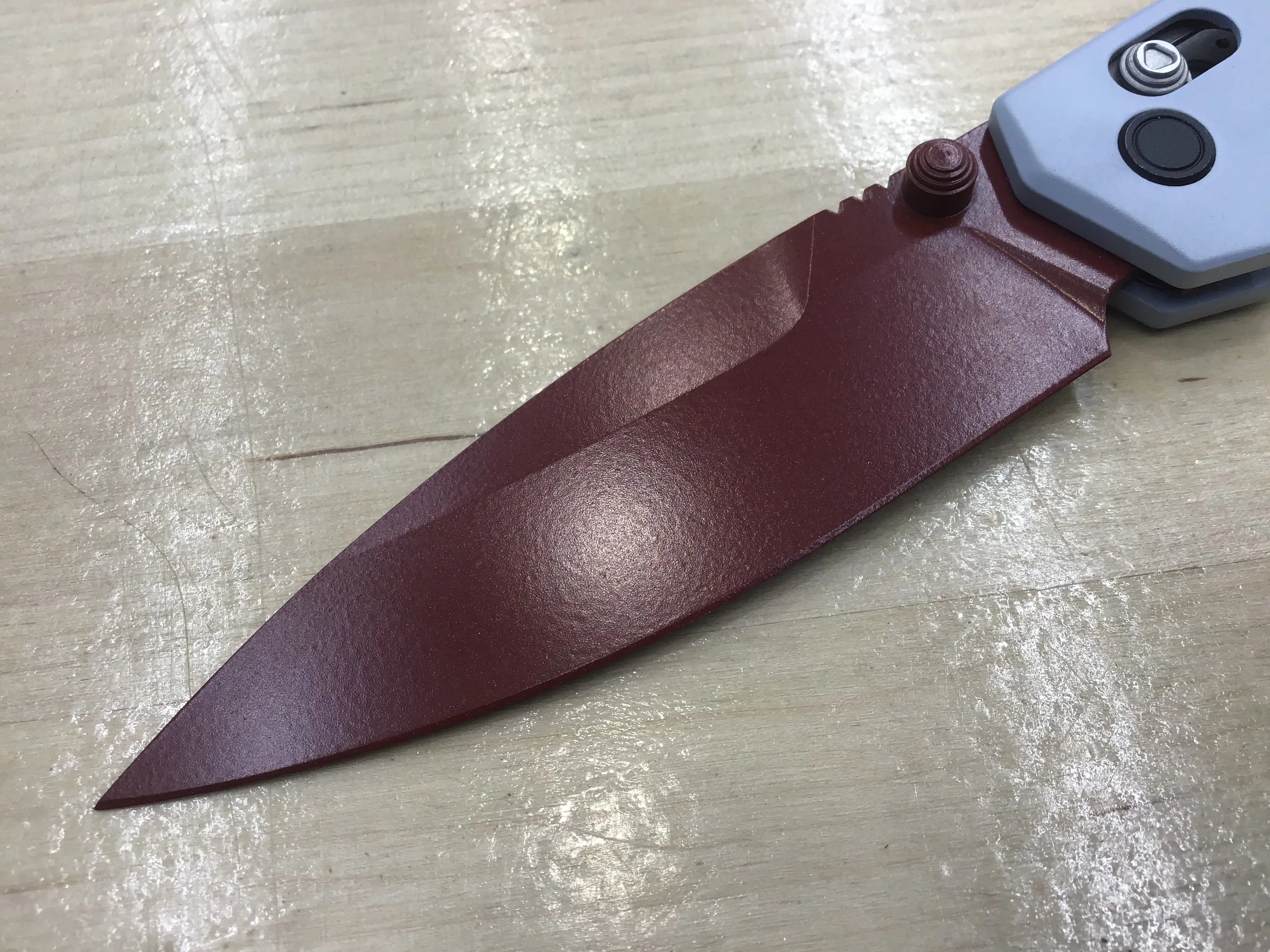 Custom Kershaw Iridium Astros 2000’s Theme D2 Blade Burgundy Cerakote Grey Cerakoted Aluminum