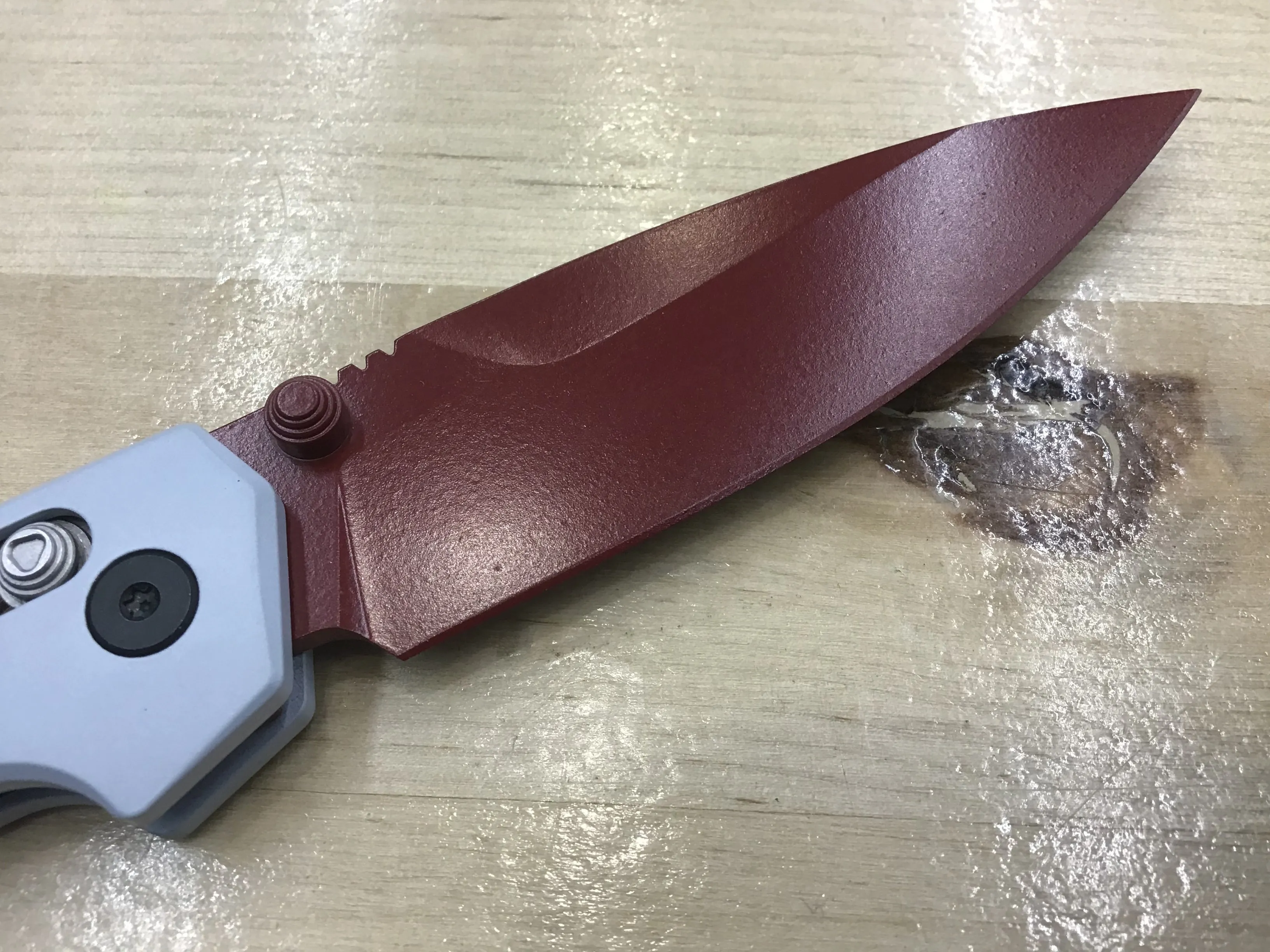Custom Kershaw Iridium Astros 2000’s Theme D2 Blade Burgundy Cerakote Grey Cerakoted Aluminum