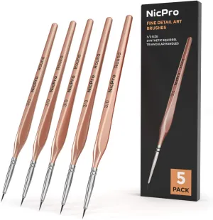 Detail Paint Brushes 5 PCS Extra Fine Tip 000 Professional Miniature Painting Artist Set round 3/0 for Micro Watercolor Oil Acrylic Craft Models Rock Army Paint by Number for Adult