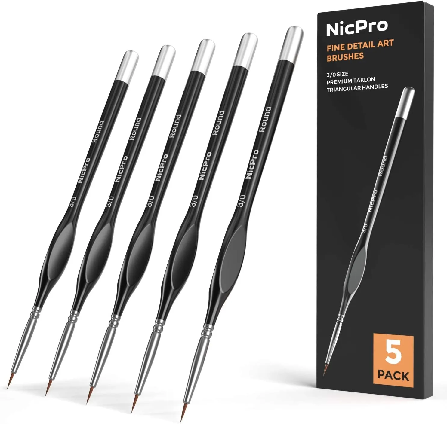 Detail Paint Brushes 5 PCS Extra Fine Tip 000 Professional Miniature Painting Artist Set round 3/0 for Micro Watercolor Oil Acrylic Craft Models Rock Army Paint by Number for Adult