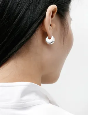 Disc Earrings Polished Silver