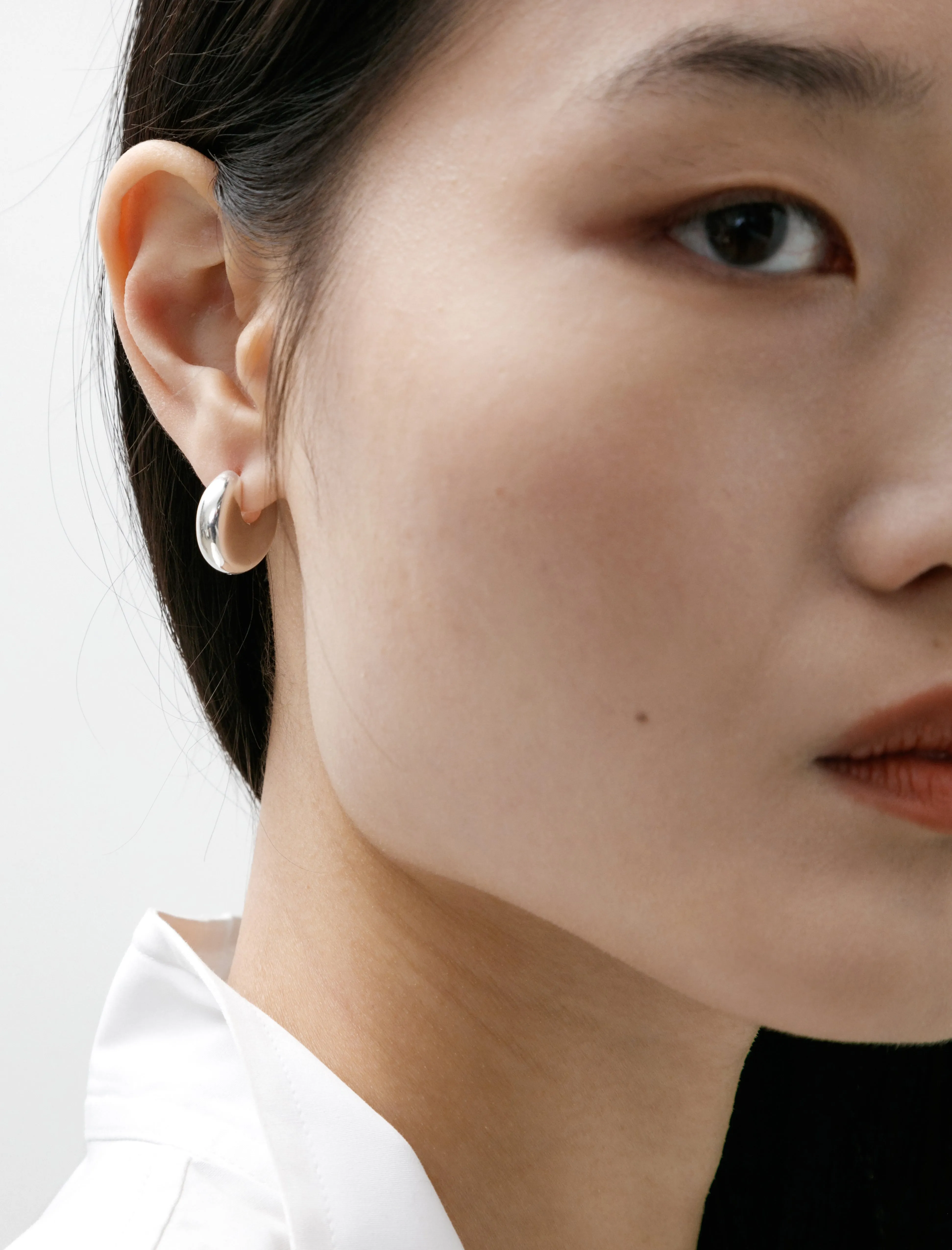 Disc Earrings Polished Silver