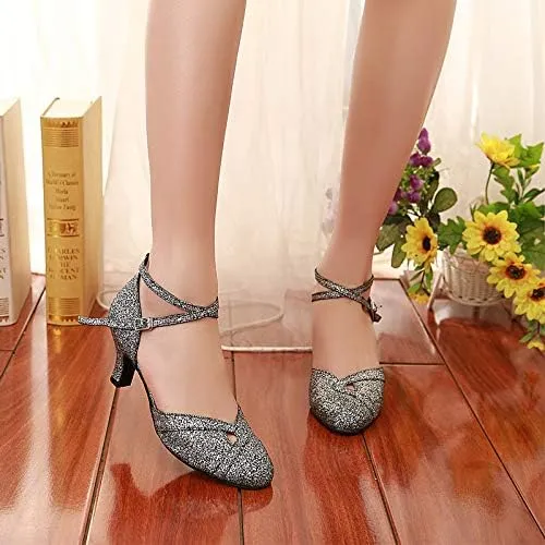 DKZSYIM Women's Professional Latin Dance Shoes Ballroom Wedding Performance Shoes,Model YCL248