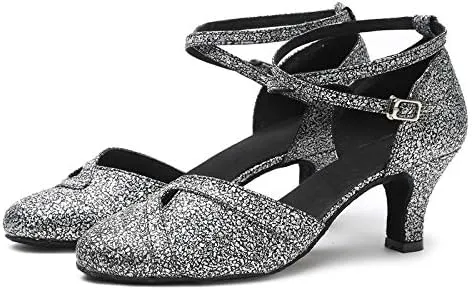 DKZSYIM Women's Professional Latin Dance Shoes Ballroom Wedding Performance Shoes,Model YCL248