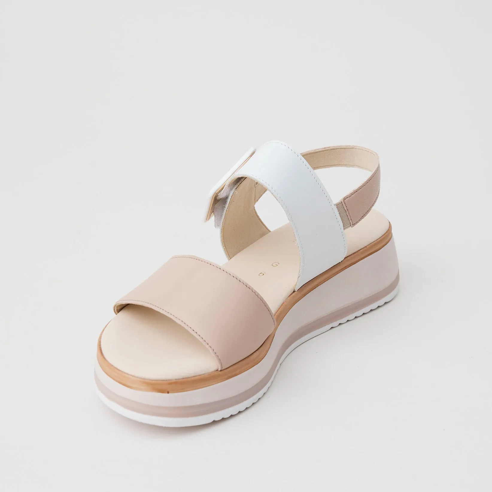 Gabor Pink and White Leather Sandals