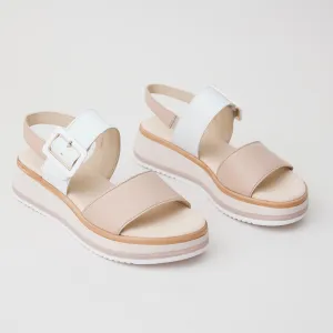 Gabor Pink and White Leather Sandals