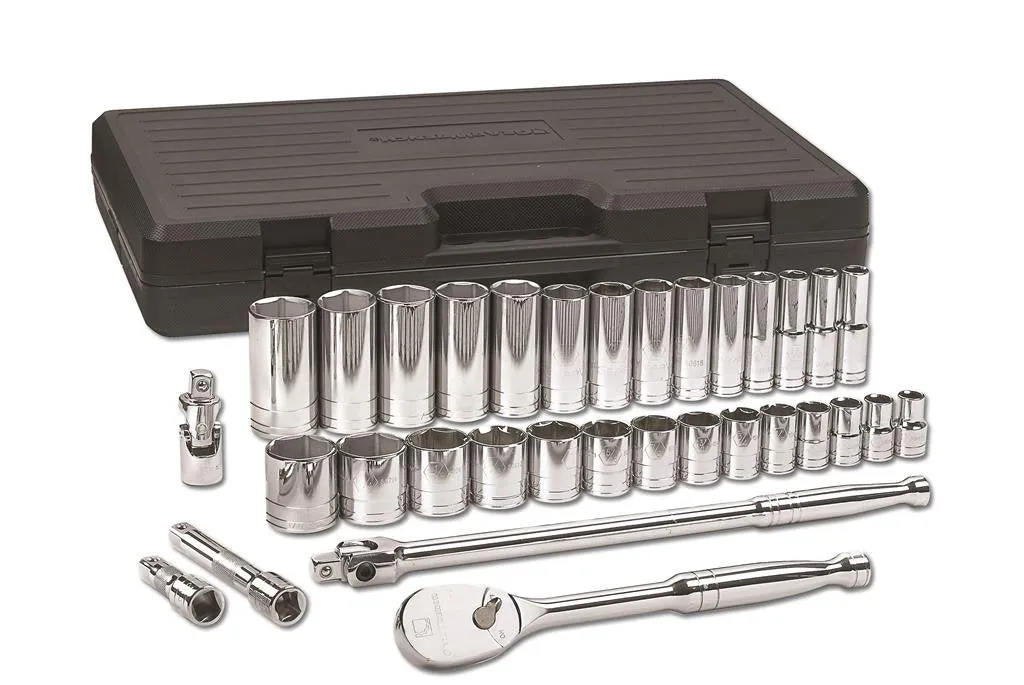 GEARWRENCH 33-Piece 1/2 In. Drive 6 Pt. Mechanics Tool Set, Standard & Deep, SAE