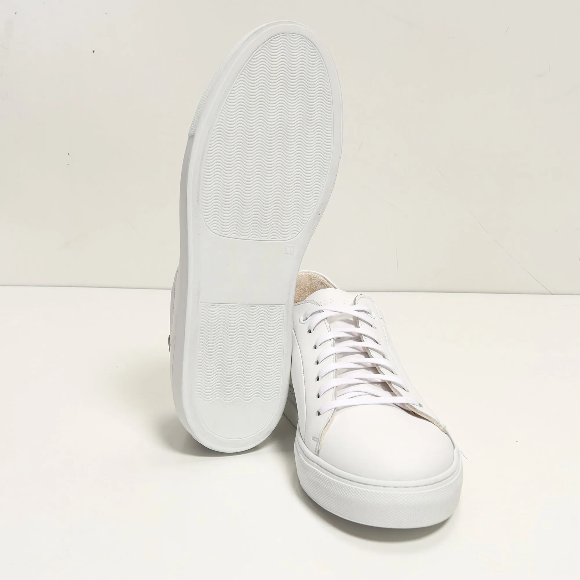 Genuine Leather Court Sneakers - White
