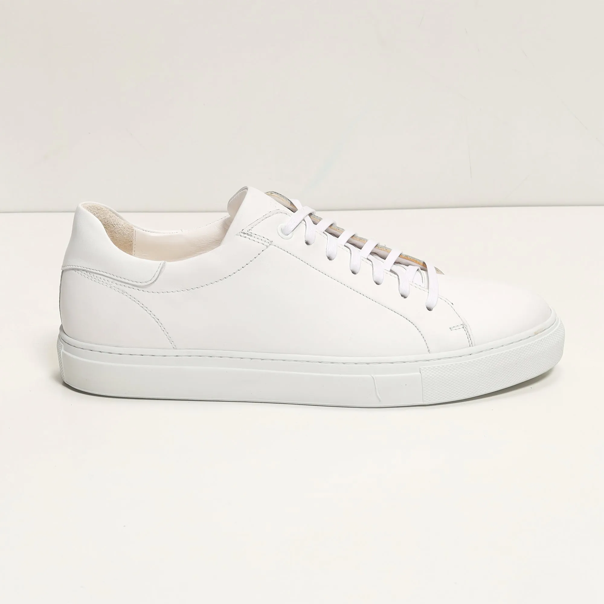 Genuine Leather Court Sneakers - White