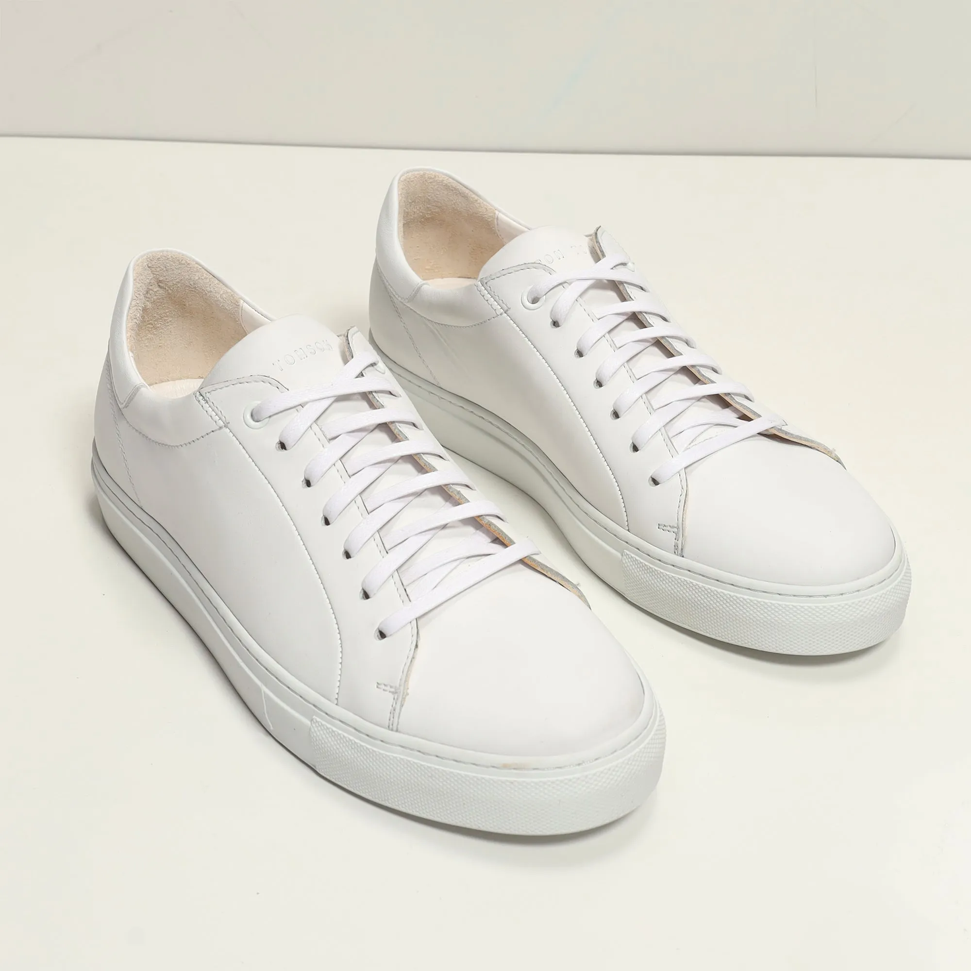 Genuine Leather Court Sneakers - White