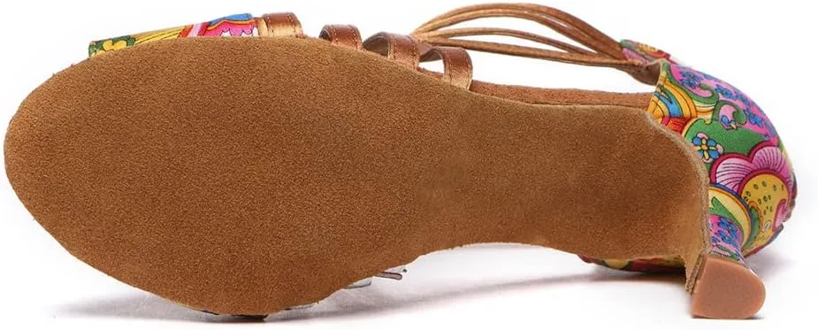 HIPPOSEUS Women Peep Toe Latin Dance Shoes with Zipper Salsa Bachata Ballroom Ankle Dance Shoes,Model L569
