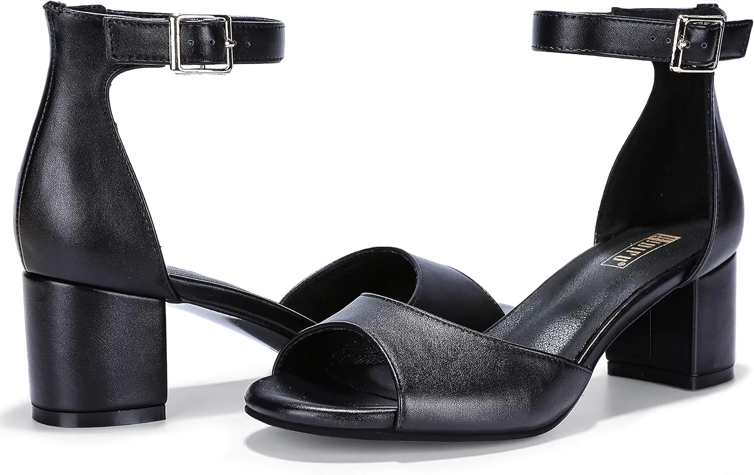 IDIFU Women's Candie Low Block Heels Sandals Peep Toe Chunky Ankle Strap Wedding Dress Shoes