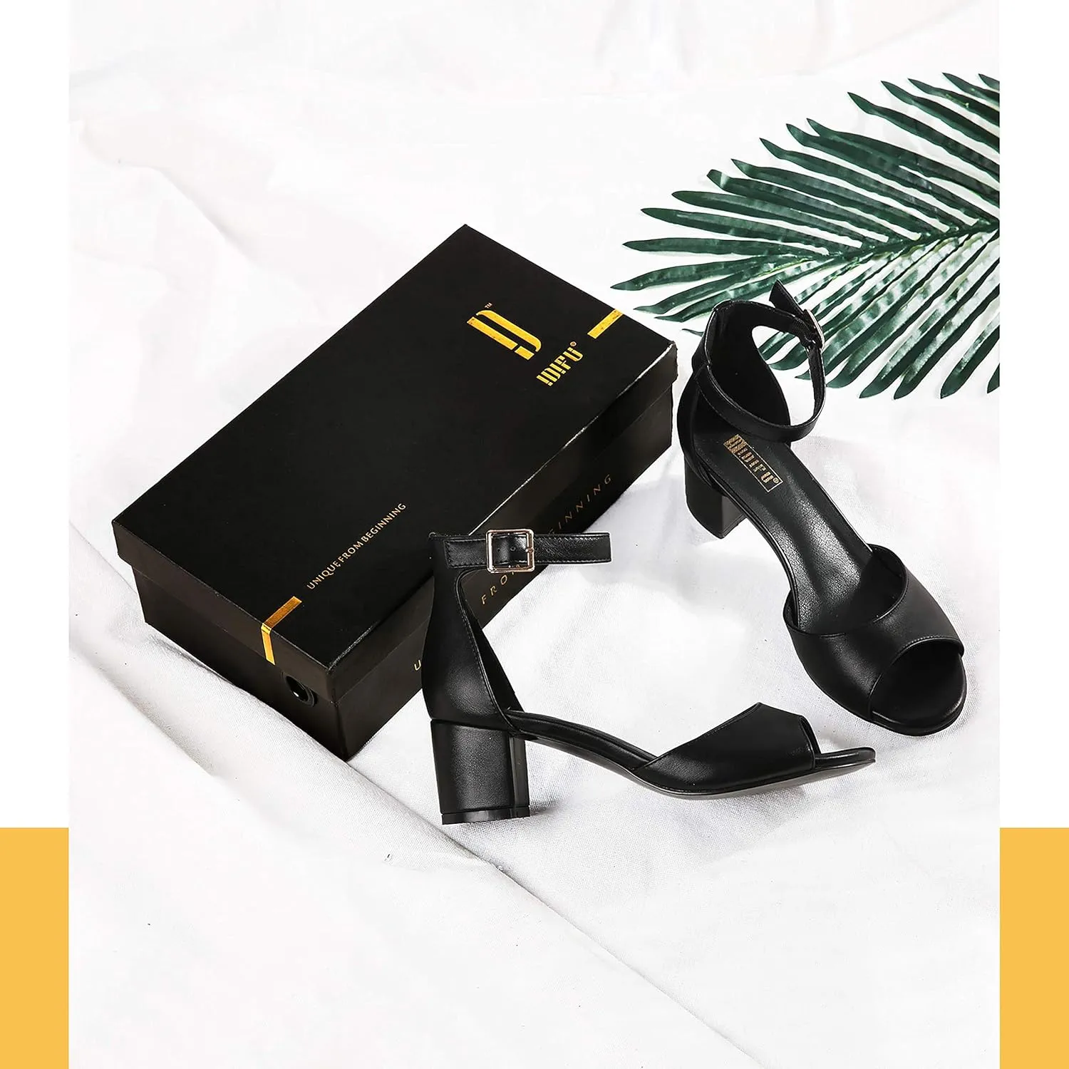 IDIFU Women's Candie Low Block Heels Sandals Peep Toe Chunky Ankle Strap Wedding Dress Shoes
