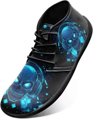 Jeiento Men's Gothic Skull Walking Shoes Wide Toe Barefoot Shoes Zero Drop Casual Sneakers